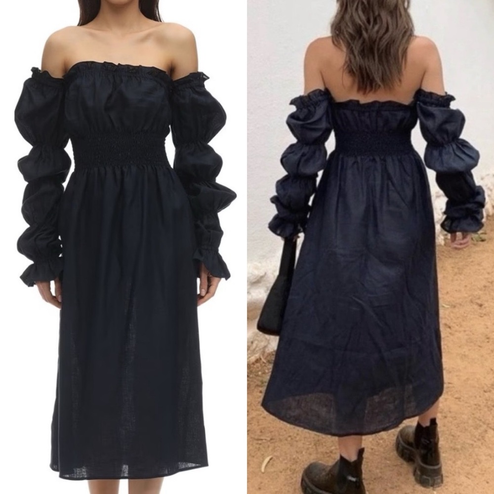 SLEEPER linen long sleeve dress size medium